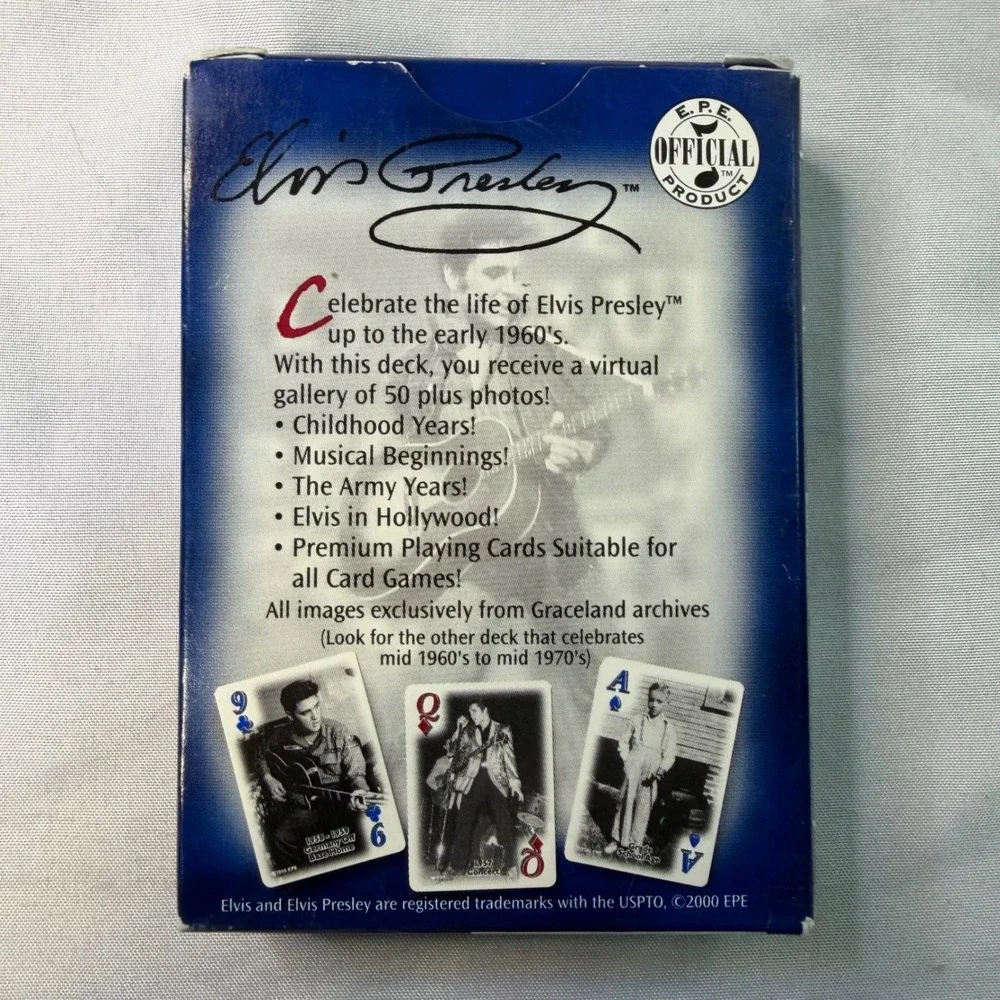 Elvis Presley Playing Cards Official Graceland Gallery Early 1960s Deck 2000 EPE